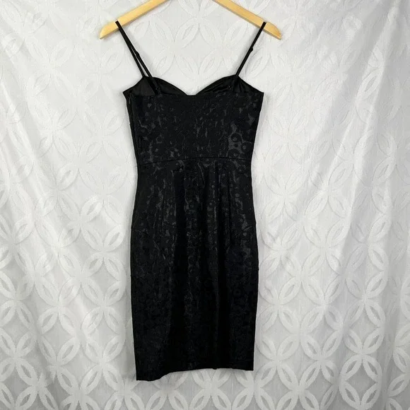 Y2K Betsey Johnson Black Leopard Rockabilly Spaghetti Strap Dress Size 0 - Picture 5 of 15